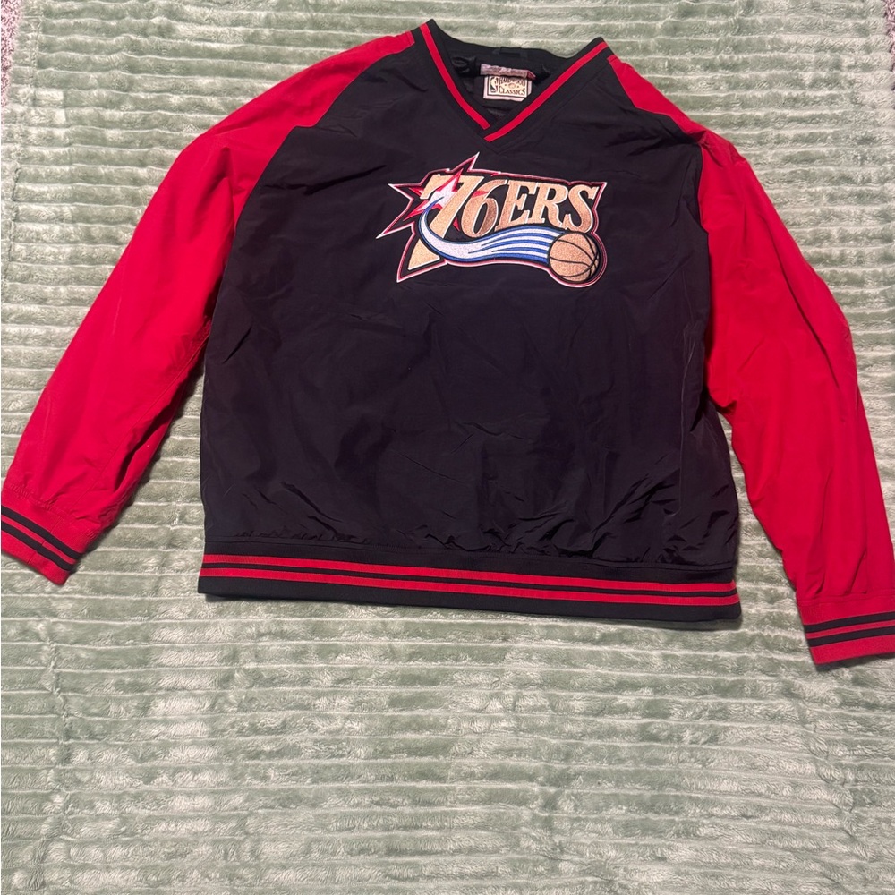 Mitchell & Ness Red and Black 76ers Sweatshirt